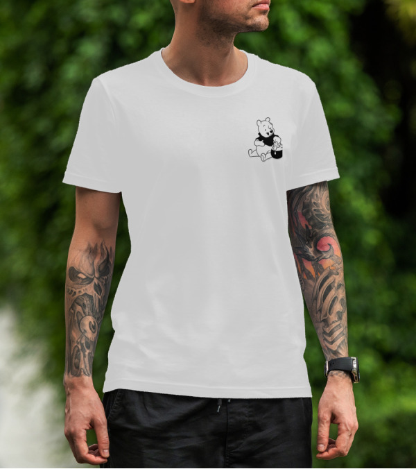 Disney Winnie The Pooh Sitting With Honey Pot Left Chest T-Shirt