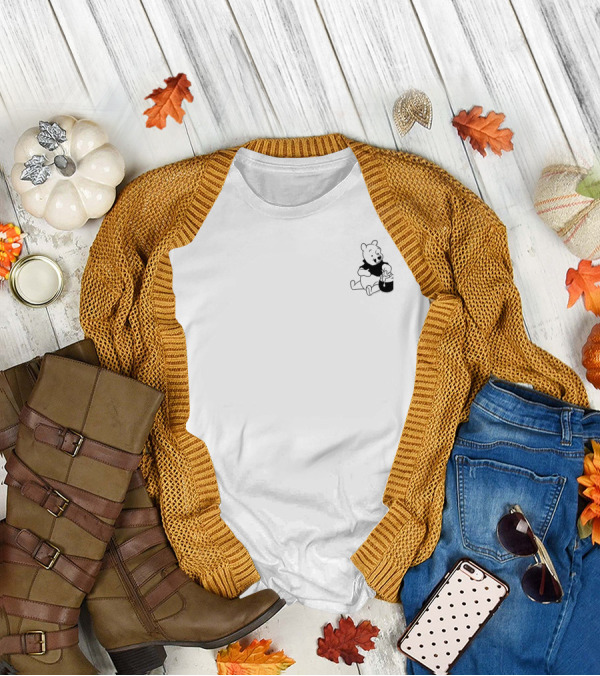Disney Winnie The Pooh Sitting With Honey Pot Left Chest T-Shirt