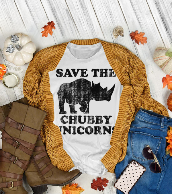 Distressed Save The Chubby Unicorns Rhinoceros Conservation Humor T-Shirt