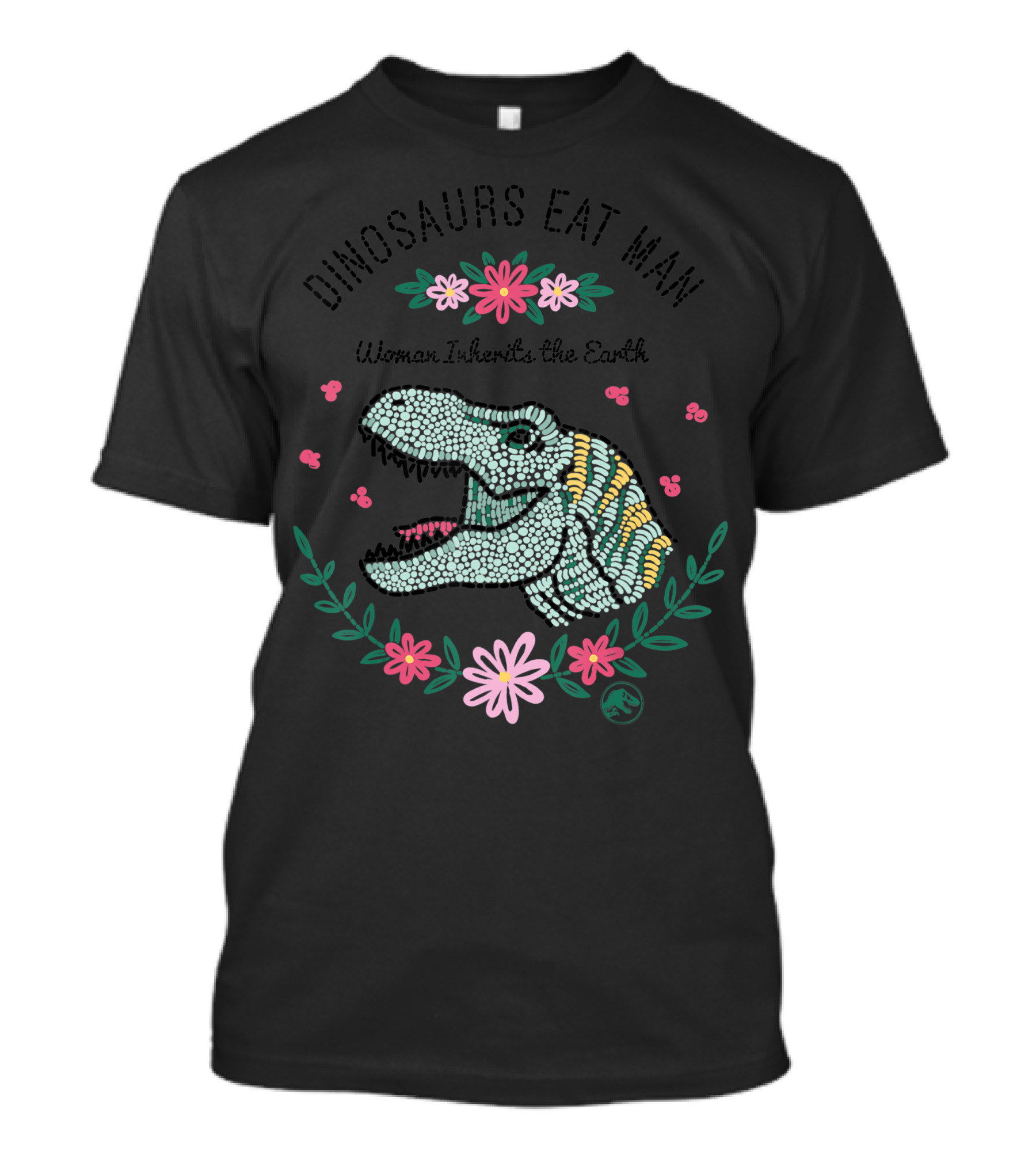 Dinosaurs Eat Man Woman Inherits The Earth Floral Dinosaur T-Shirt