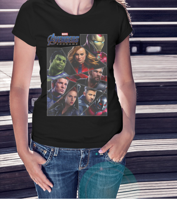 Marvel Avengers Endgame Iron Man Captain America Thor Hulk Black Widow Hawkeye Captain Marvel Ant-Man Panels T-Shirt