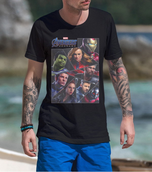 Marvel Avengers Endgame Iron Man Captain America Thor Hulk Black Widow Hawkeye Captain Marvel Ant-Man Panels T-Shirt