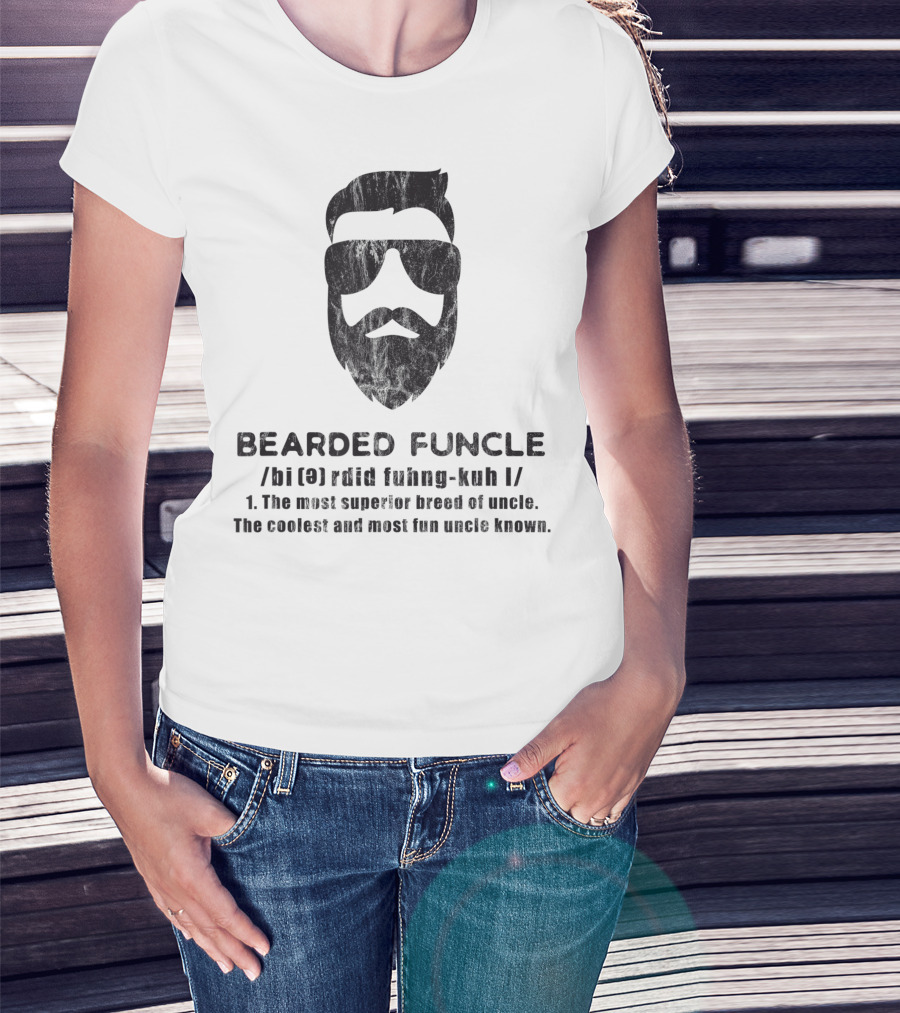 Bearded Funcle Definition Coolest Hipster Uncle Mens T-Shirt