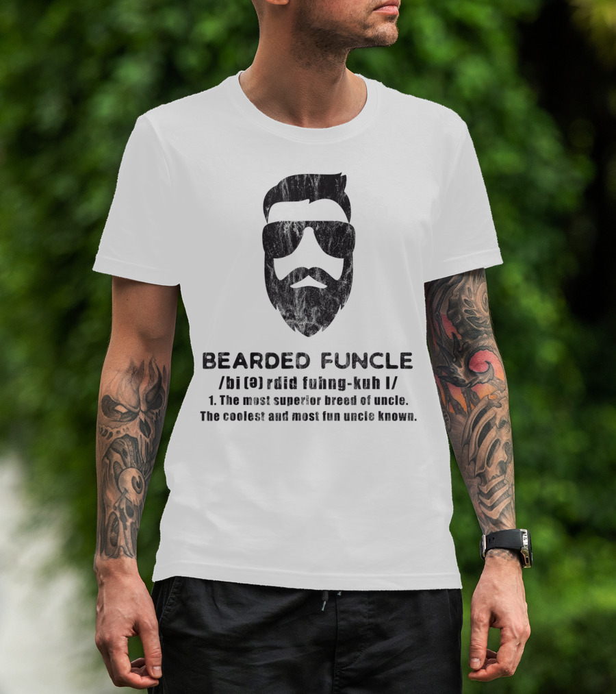 Bearded Funcle Definition Coolest Hipster Uncle Mens T-Shirt