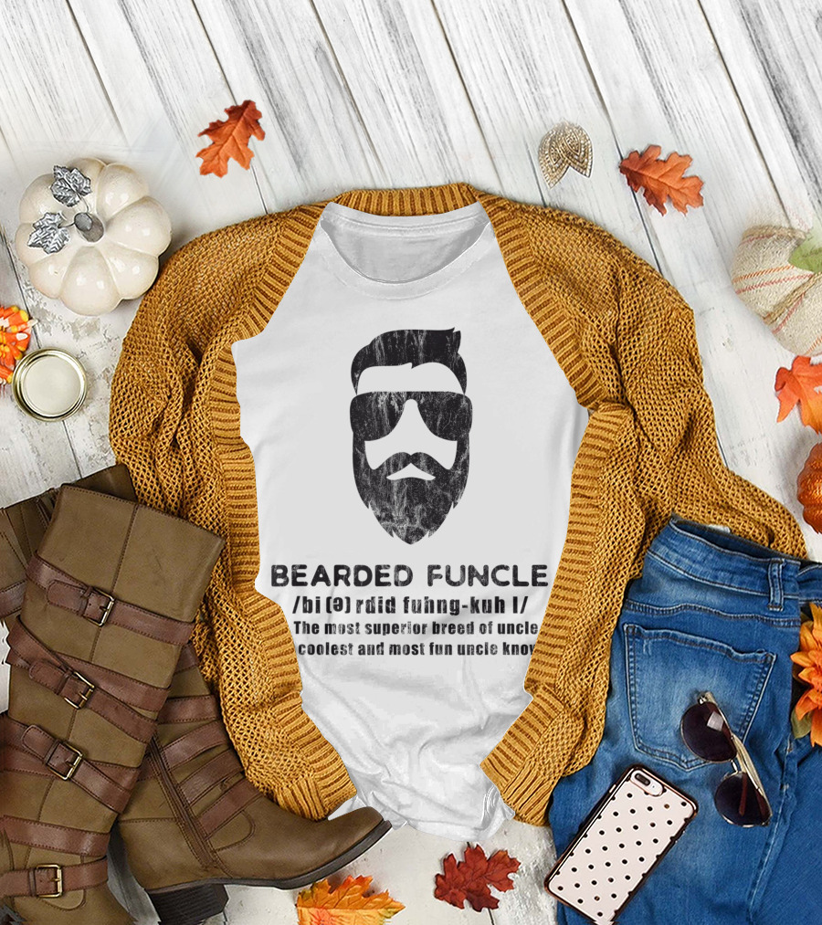 Bearded Funcle Definition Coolest Hipster Uncle Mens T-Shirt