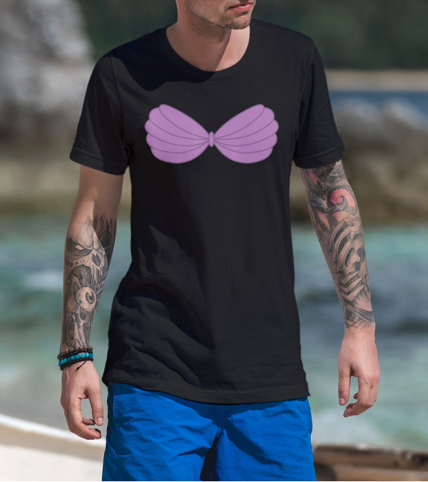 Mermaid Purple Seashell Bra Cartoon T-Shirt