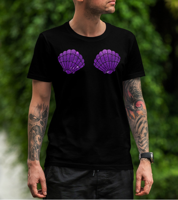 Festival Mermaid Purple Seashell Top Bra Party T-Shirt