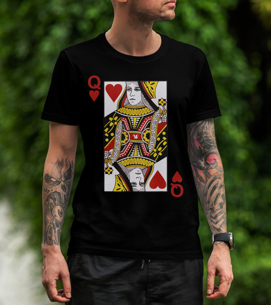 Queen Of Hearts Blackjack Cards Poker 21 Q Couple Card T-Shirt