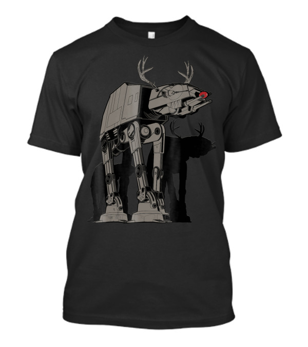 Star Wars AT-AT Reindeer Christmas Concept With Antlers And Red Nose T-Shirt