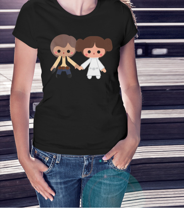 Star Wars Han Solo Princess Leia Cute Cartoon Style Characters T-Shirt