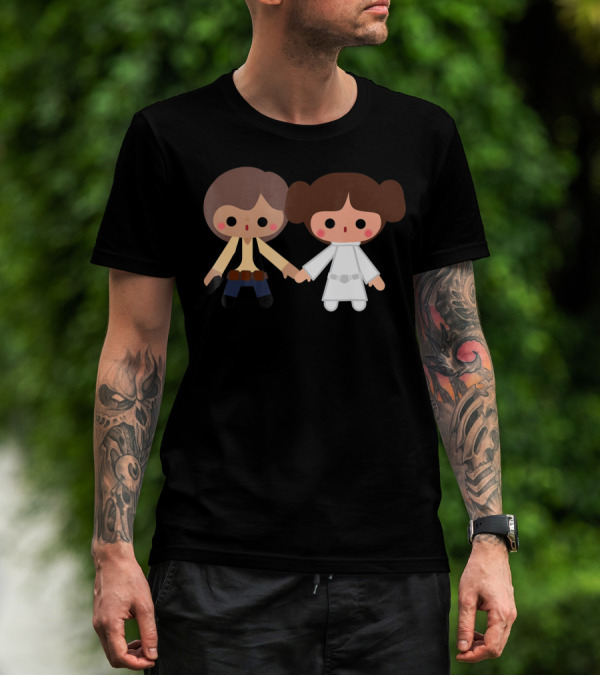 Star Wars Han Solo Princess Leia Cute Cartoon Style Characters T-Shirt