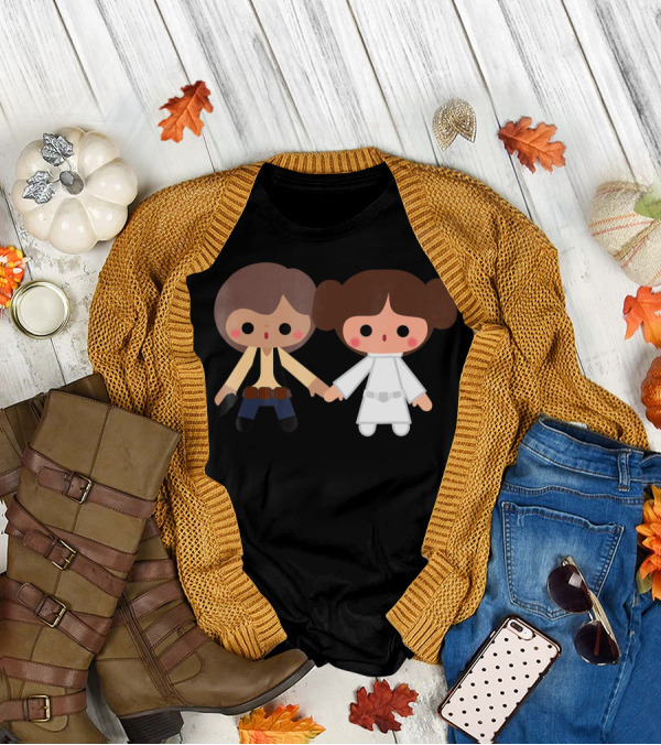Star Wars Han Solo Princess Leia Cute Cartoon Style Characters T-Shirt