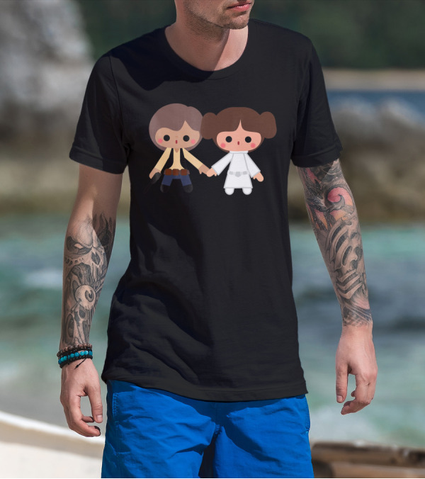 Star Wars Han Solo Princess Leia Cute Cartoon Style Characters T-Shirt