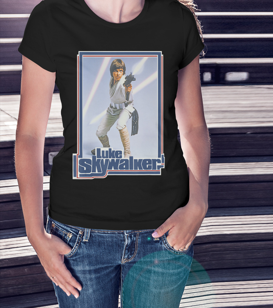 Star Wars Luke Skywalker 1970s Style Retro Laser Blaster Image T-Shirt