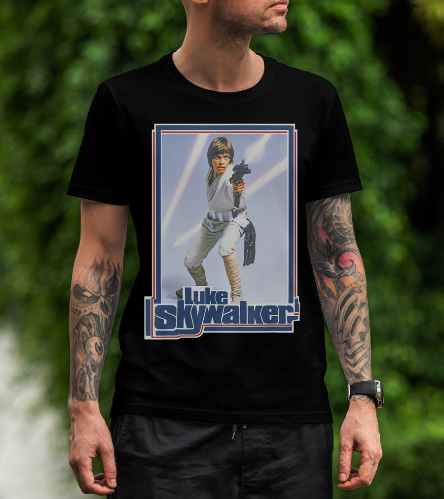 Star Wars Luke Skywalker 1970s Style Retro Laser Blaster Image T-Shirt