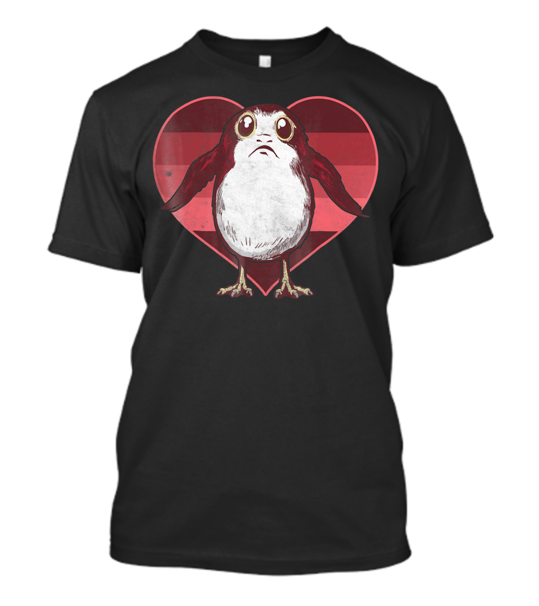 Star Wars Porg Inside Red Pink Striped Heart Valentine T-Shirt