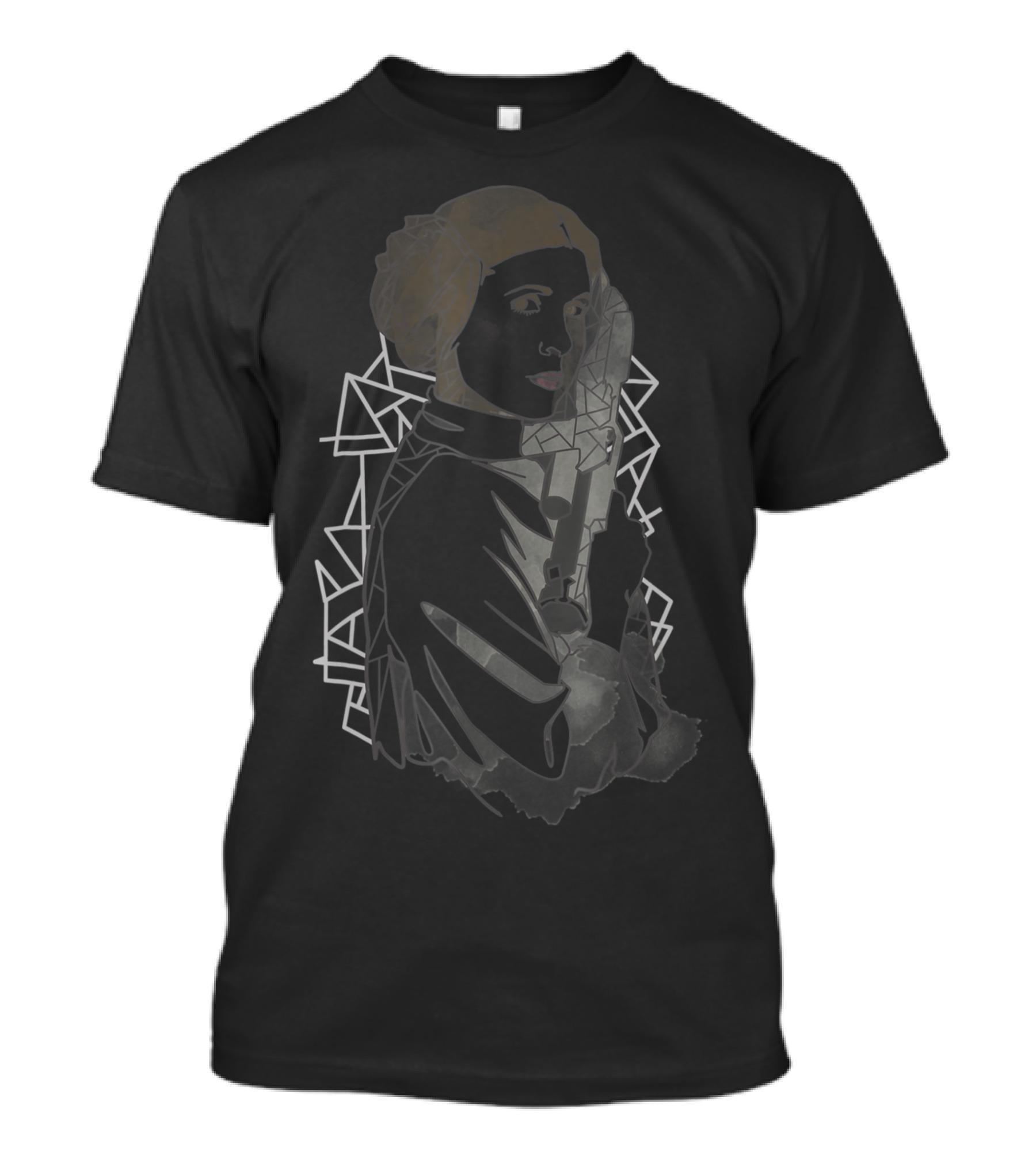 Star Wars Geometric Line Drawing Of Princess Leia With Blaster Iconic T-Shirt