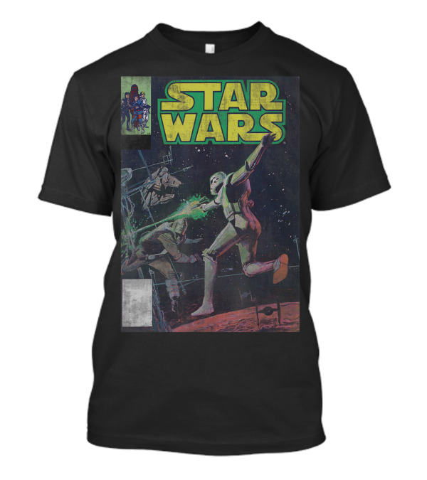 Star Wars Stormtrooper Vintage Comic Cover Battle Scene T-Shirt
