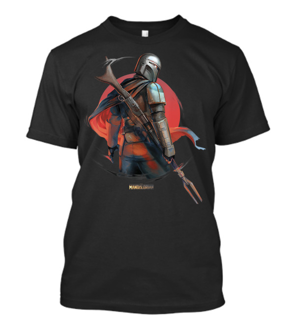 The Mandalorian Star Wars Detailed Artwork With Red Circle Background T-Shirt