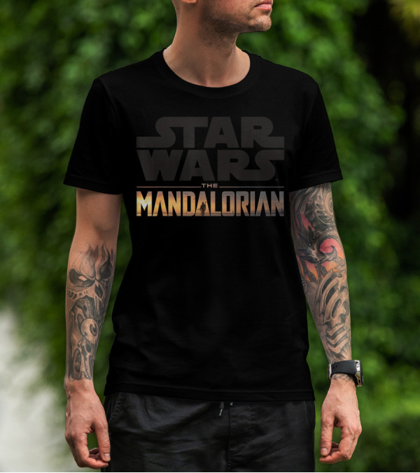 Star Wars The Mandalorian Logo Silhouette Scene T-Shirt