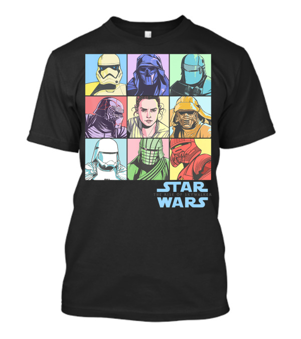 Star Wars The Rise Of Skywalker Group Shot Characters Pastel Color Panels T-Shirt