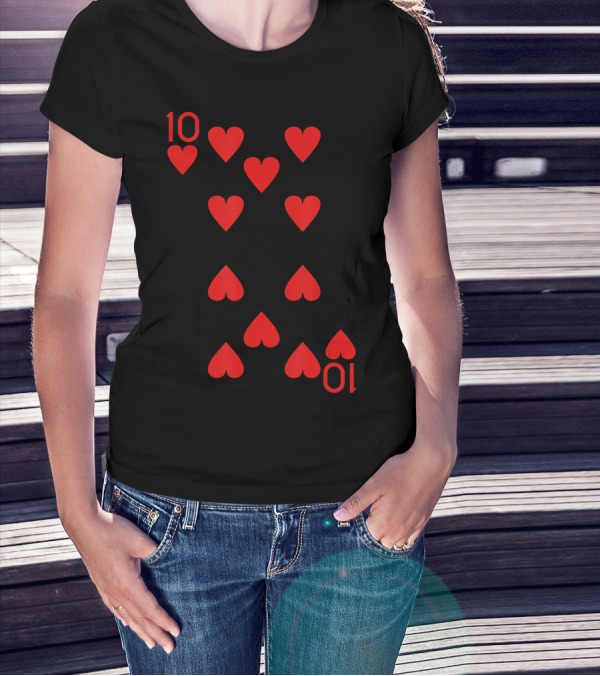 Ten Of Hearts Royal Flush Playing Cards Halloween Costume T-Shirt