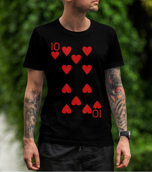 Ten Of Hearts Royal Flush Playing Cards Halloween Costume T-Shirt