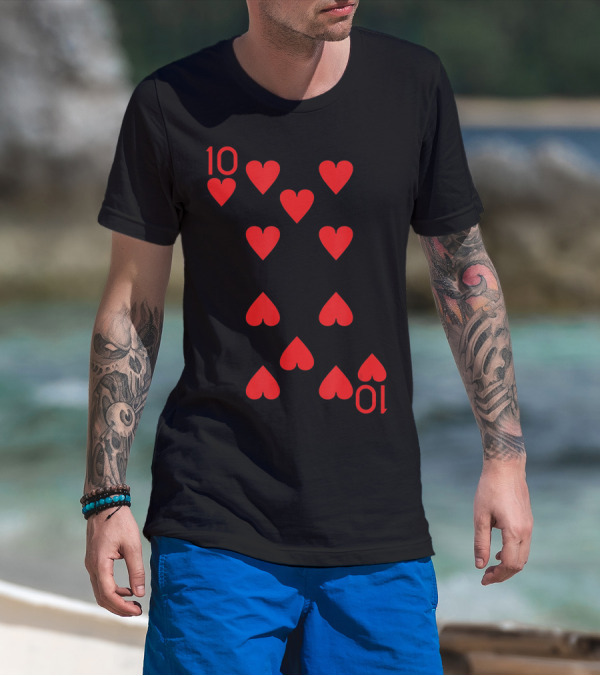 Ten Of Hearts Royal Flush Playing Cards Halloween Costume T-Shirt