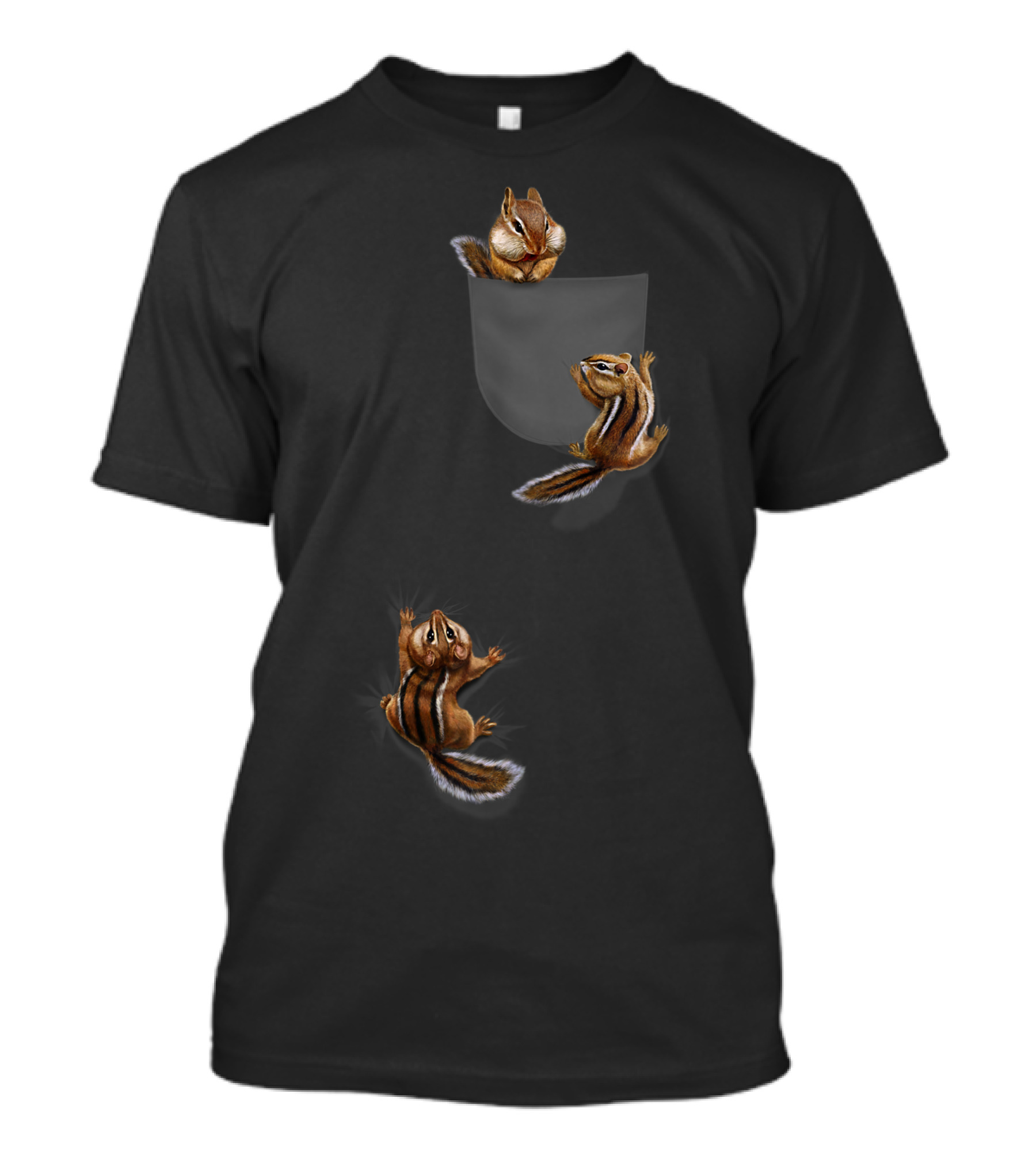 T Cute Squirrel Climbing Playing In Pocket Chipmunk T-Shirt