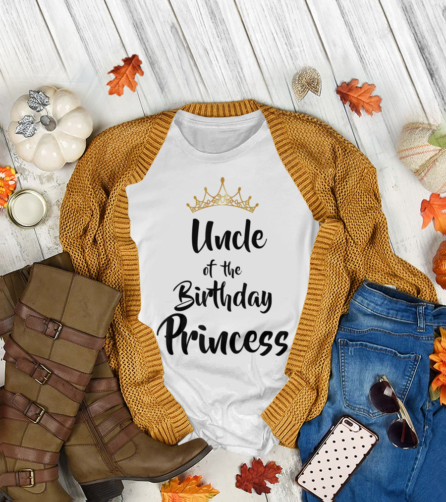 Uncle Of The Birthday Princess With Gold Crown T-Shirt