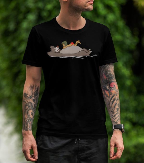 Disney The Jungle Book Mowgli Baloo Relaxing Floating T-Shirt
