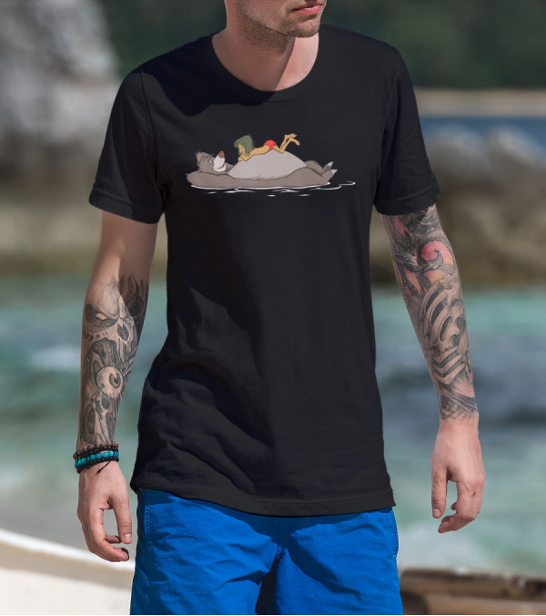 Disney The Jungle Book Mowgli Baloo Relaxing Floating T-Shirt