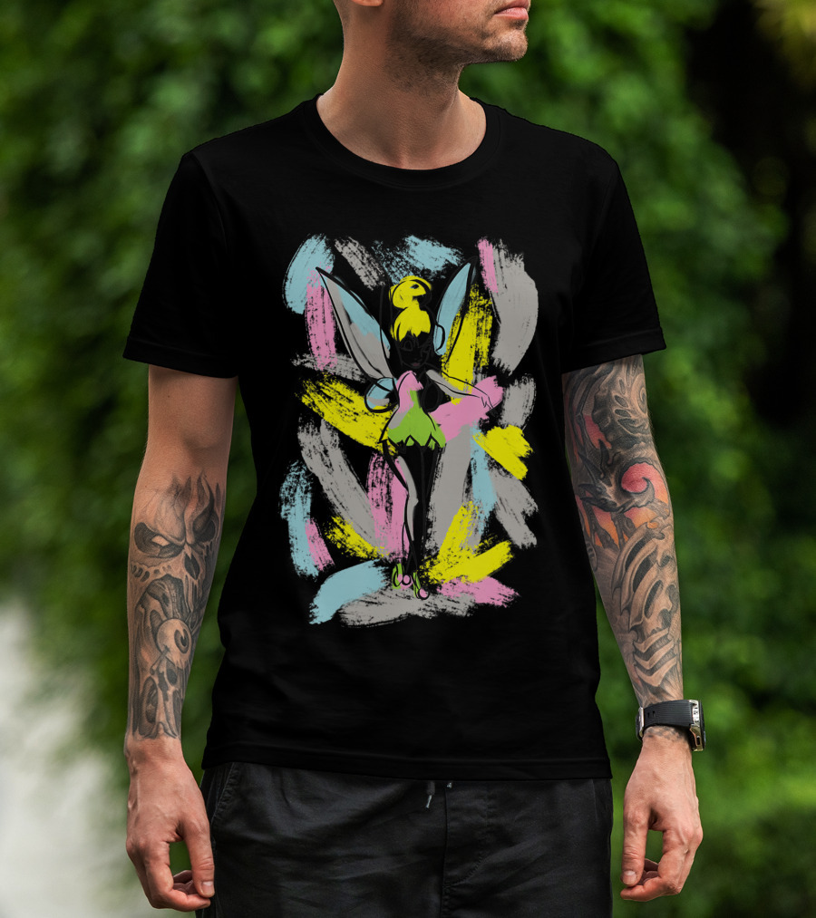 Disney Tinker Bell Colorful Abstract Brushstrokes T-Shirt