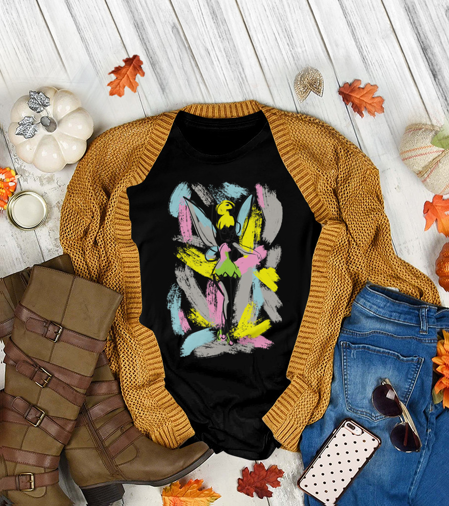 Disney Tinker Bell Colorful Abstract Brushstrokes T-Shirt