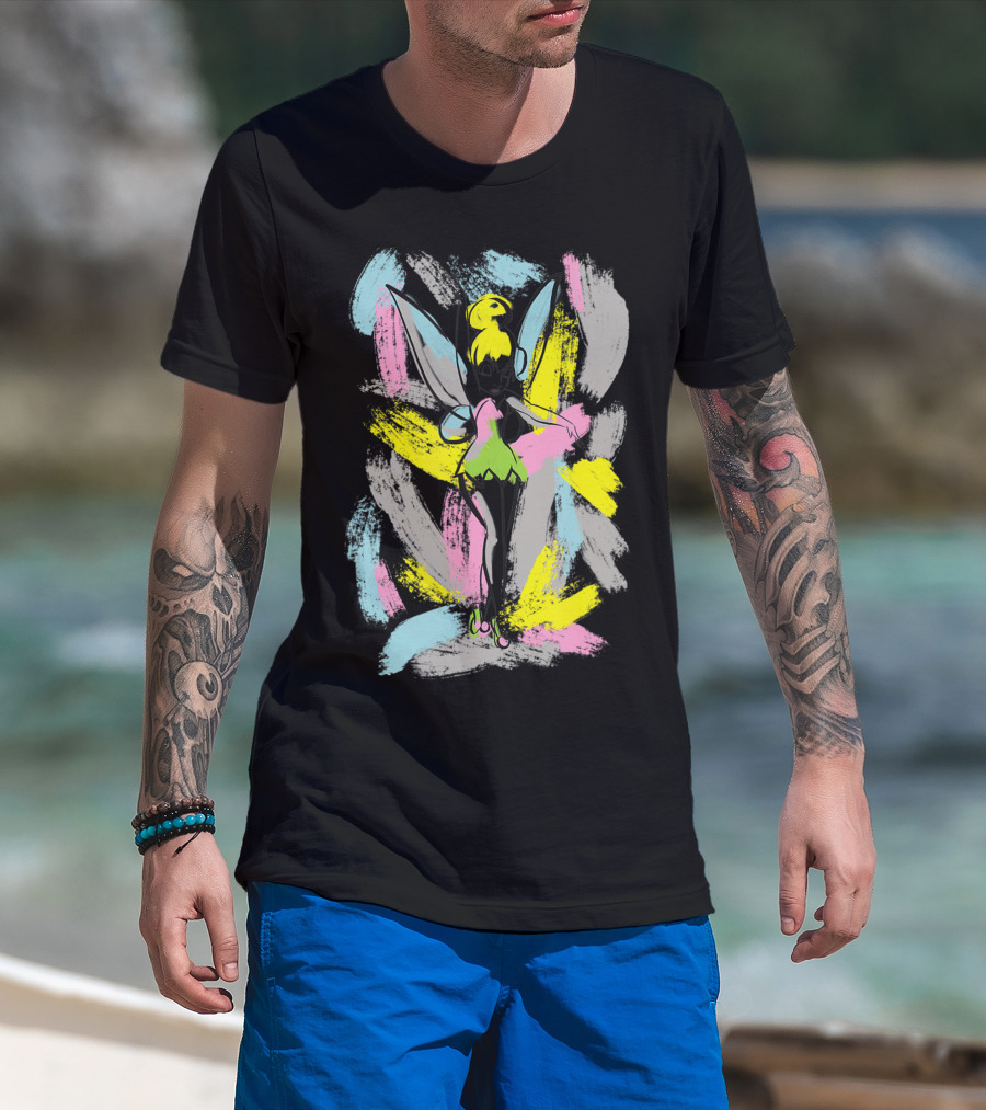 Disney Tinker Bell Colorful Abstract Brushstrokes T-Shirt