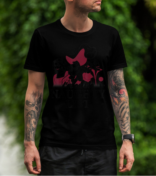 Disney Villains I'm On The Naughty List Crew Featuring Iconic Evil Characters T-Shirt