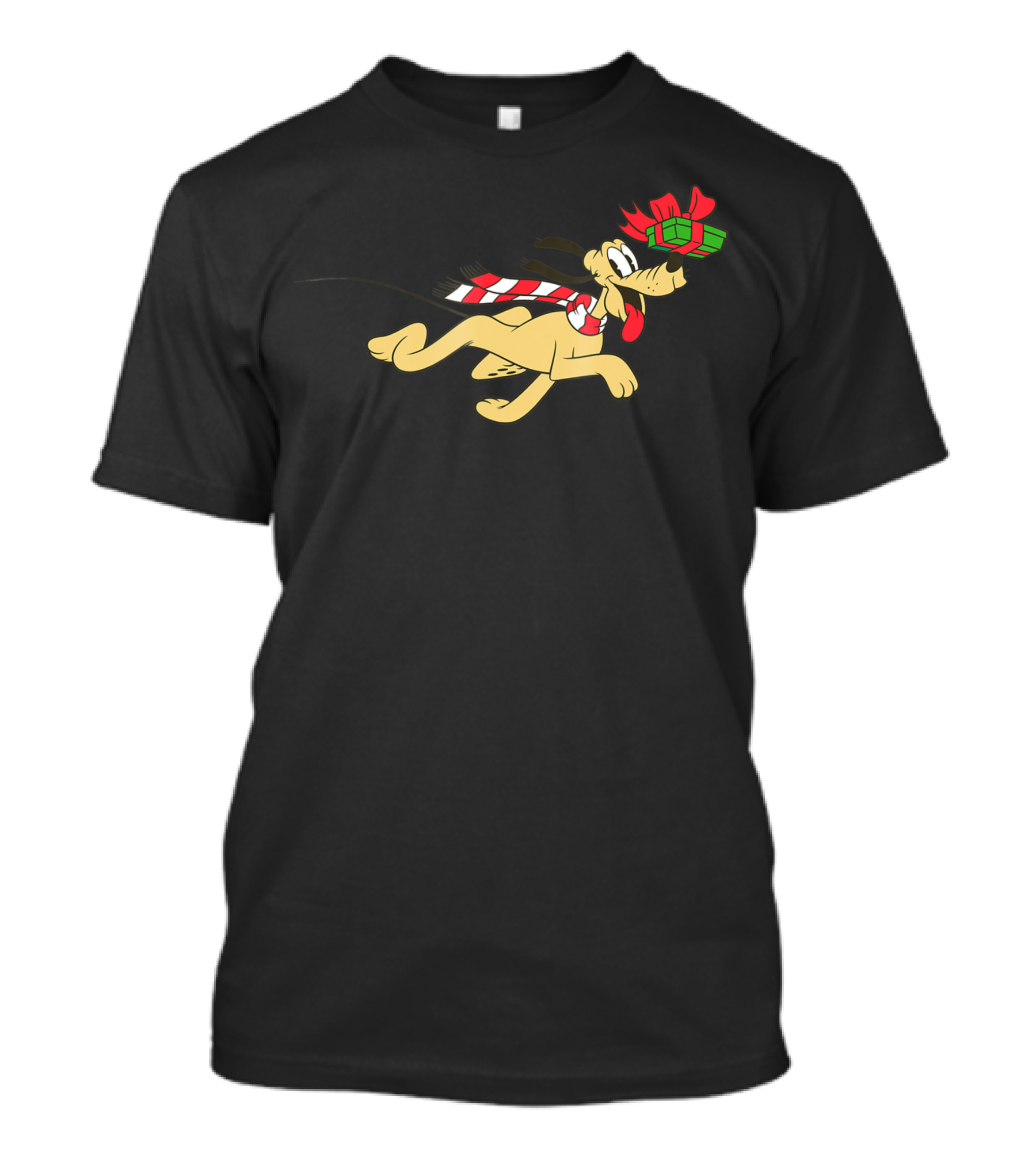 Disney Vintage Pluto Festive Running With Presents And Scarf T-Shirt