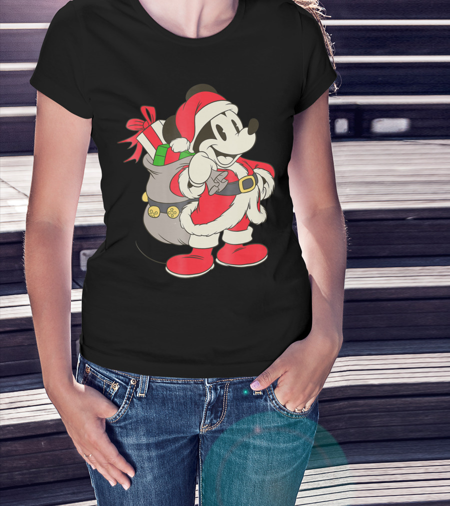 Disney Vintage Santa Mickey Mouse Holiday Fun T-Shirt