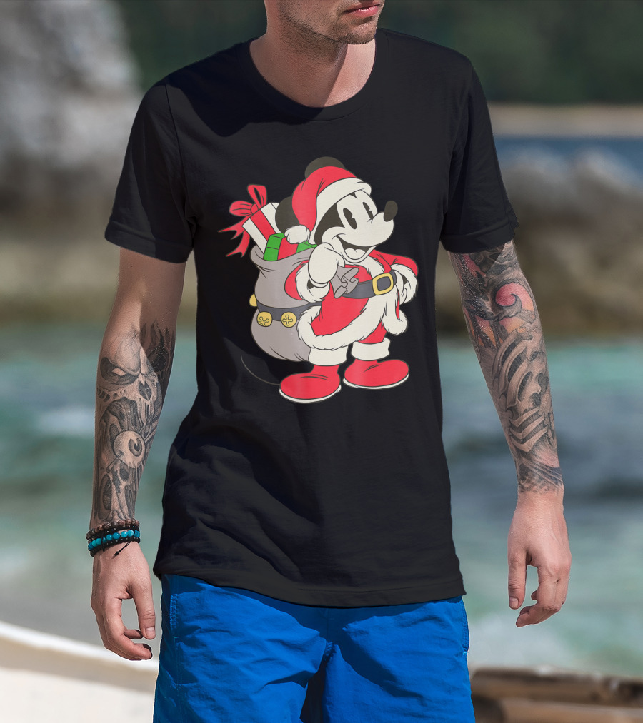 Disney Vintage Santa Mickey Mouse Holiday Fun T-Shirt