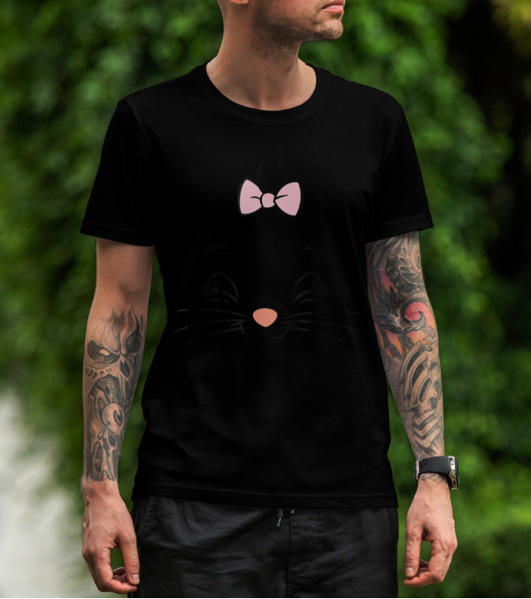 Disney The Aristocat Marie Face Cute Pink Bow Whiskers T-Shirt