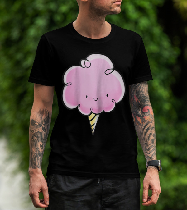 Foxcove Adorable Smiling Pink Cotton Candy Cone T-Shirt