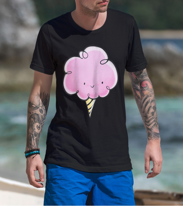 Foxcove Adorable Smiling Pink Cotton Candy Cone T-Shirt
