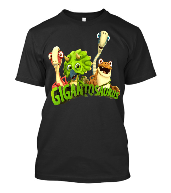 Gigantosaurus With Four Smiling Cartoon Dinosaurs T-Shirt