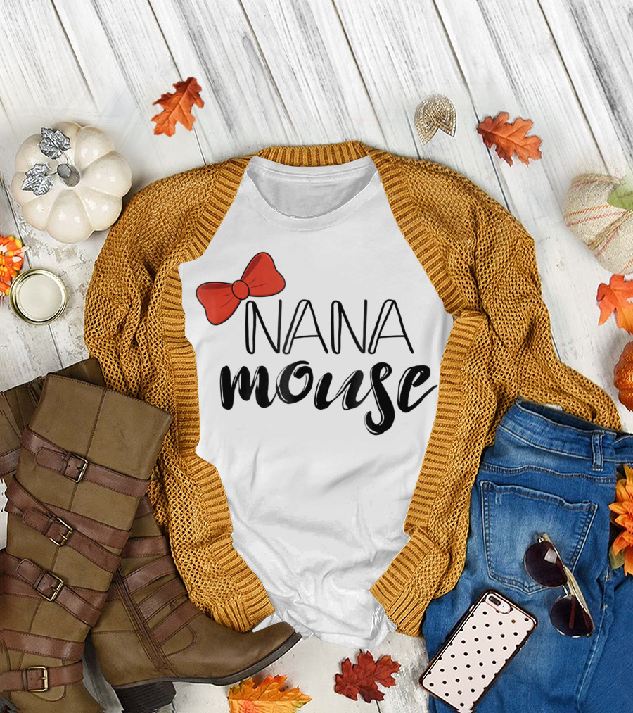 Nana Mouse Family Vacation Matching Red Bow T-Shirt
