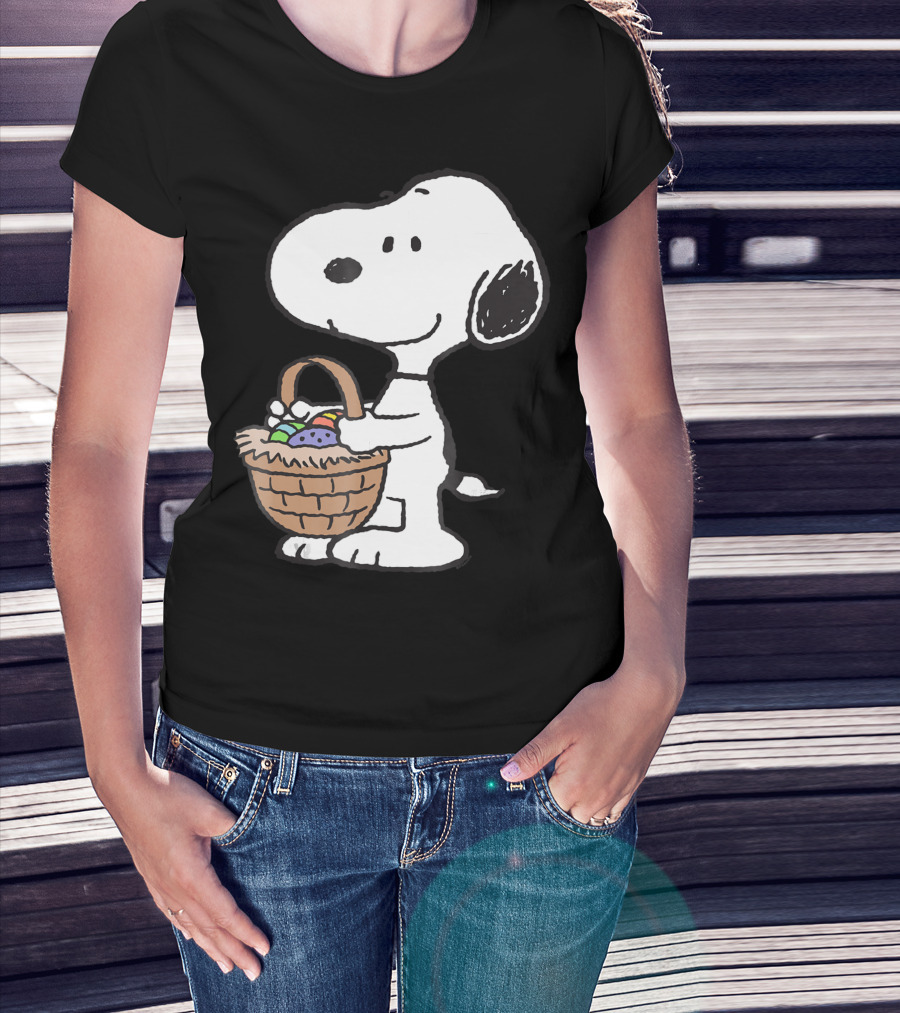 Peanuts Snoopy Holding Easter Basket With Eggs 8X T-Shirt