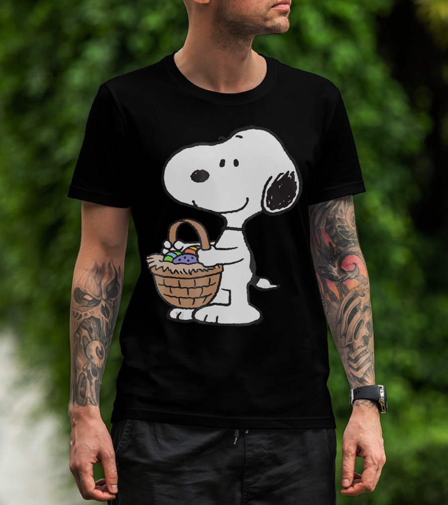 Peanuts Snoopy Holding Easter Basket With Eggs 8X T-Shirt