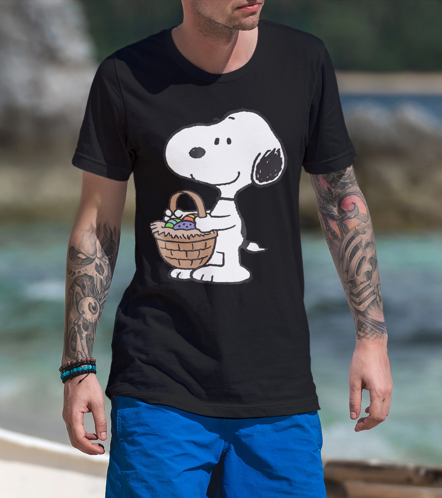 Peanuts Snoopy Holding Easter Basket With Eggs 8X T-Shirt