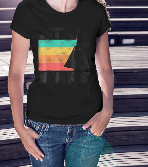 Star Wars Darth Vader Rainbow Stripes Death Star T-Shirt
