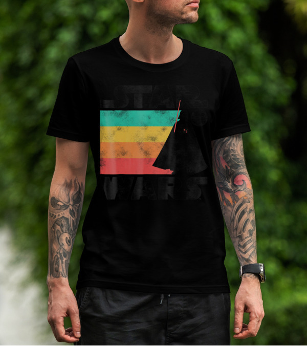 Star Wars Darth Vader Rainbow Stripes Death Star T-Shirt