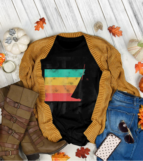 Star Wars Darth Vader Rainbow Stripes Death Star T-Shirt
